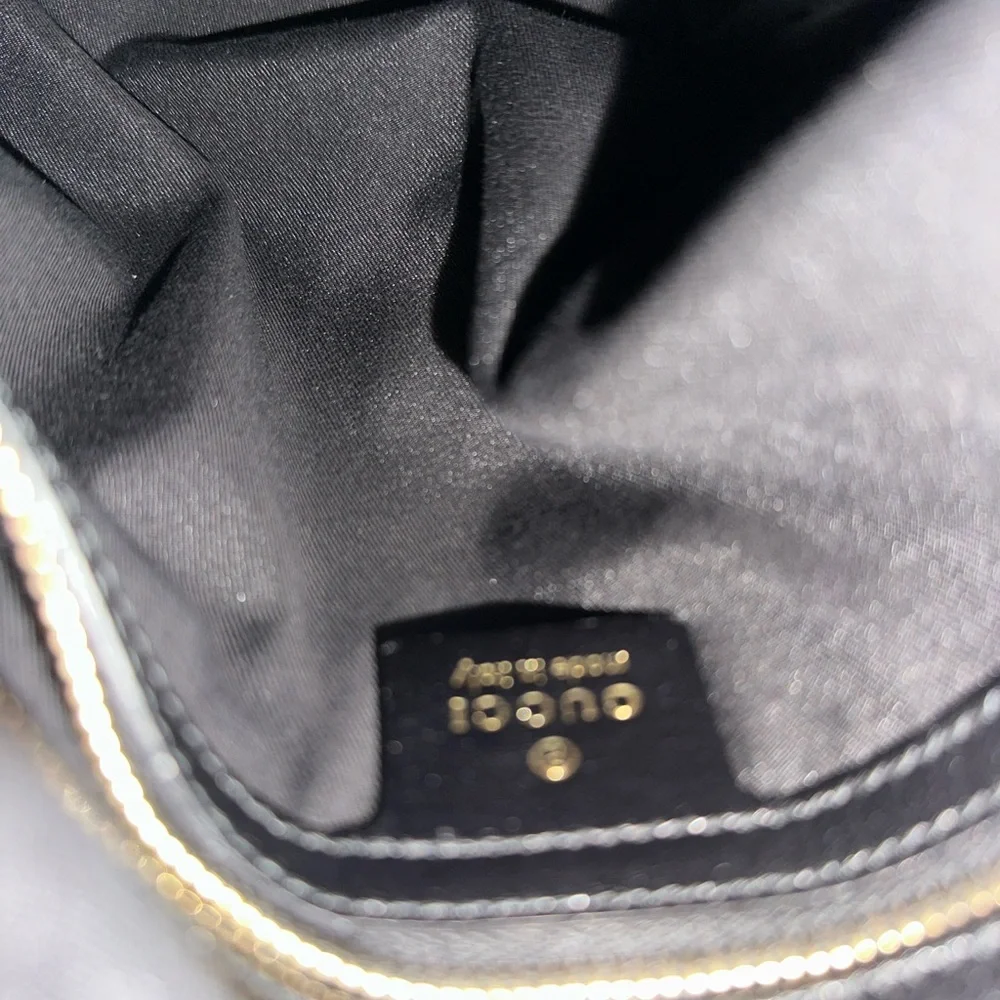 Gucci Black Python-Embossed Leather Bamboo Tassel Hobo Bag with Gold Corners - Picture 7 of 8